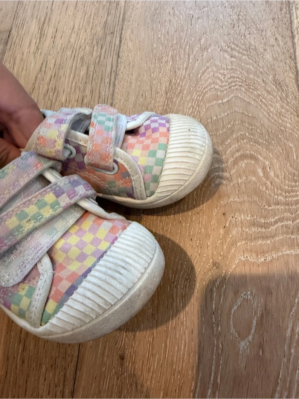 Kids Checkerboard Velcro Sneakers in Pastel Multi